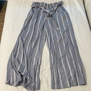 H&M Navy and White Striped Wide Leg Pants
